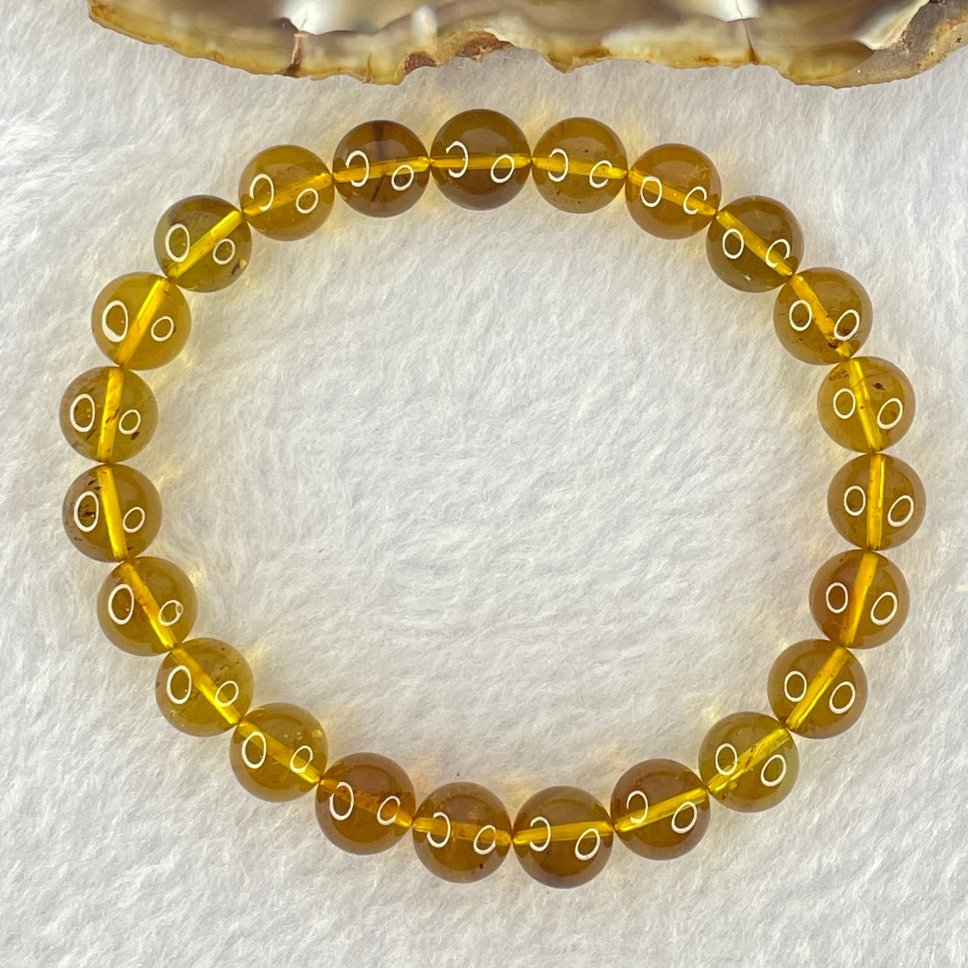 Natural Purple Honey Amber Beads Bracelet 天然紫蜜琥珀手链 5.99g 15cm 7.7mm 23 Beads - Huangs Jadeite and Jewelry Pte Ltd