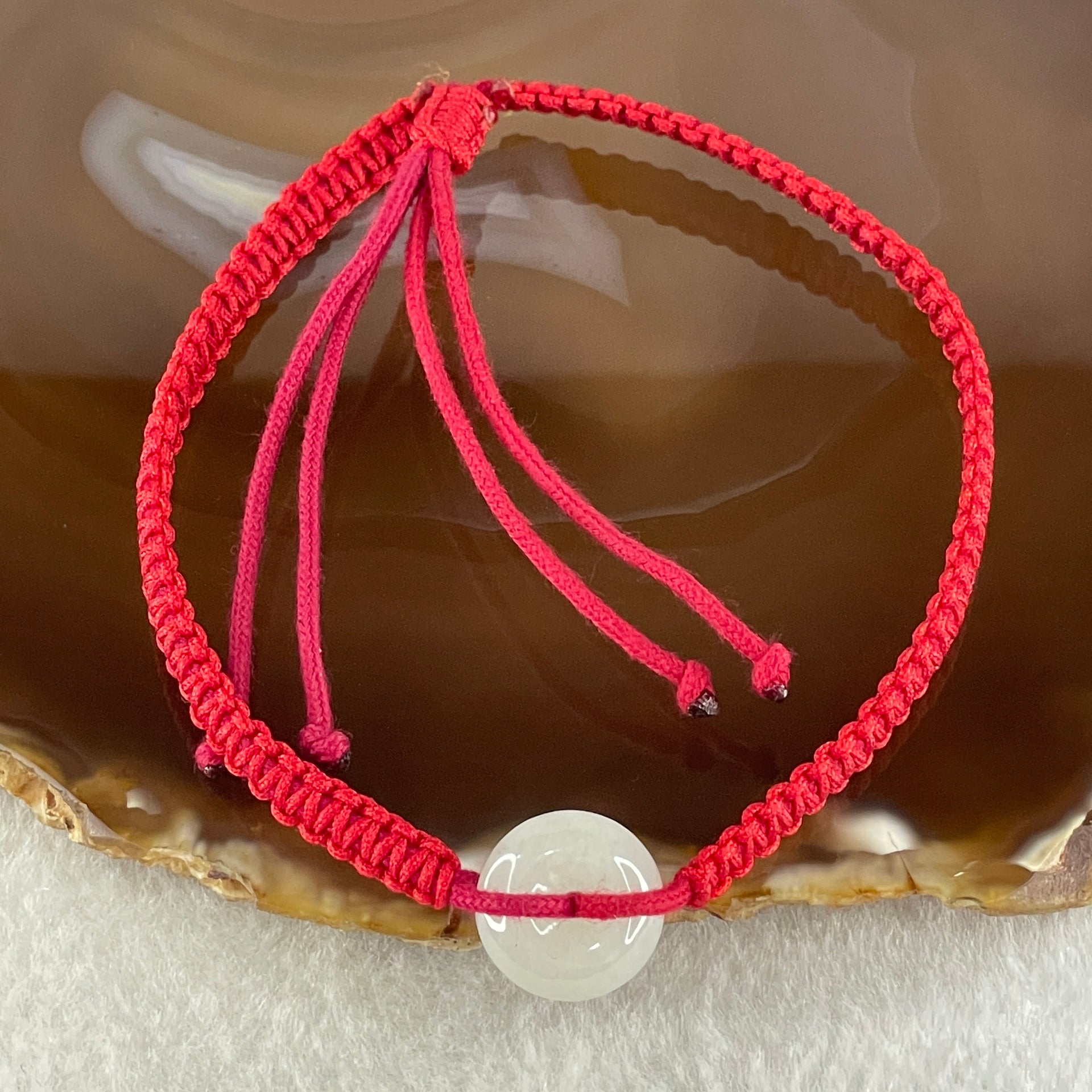 Type A Natural White Jadeite Ping An Kou Donut In String Bracelet4.18g 14.4 by 5.8mm - Huangs Jadeite and Jewelry Pte Ltd