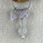Natural Type A Light Lavender Jadeite Lotus Flower with Heart Shape on String Necklace 6.97g 14.5 by 16.8 by 8.8mm - Huangs Jadeite and Jewelry Pte Ltd