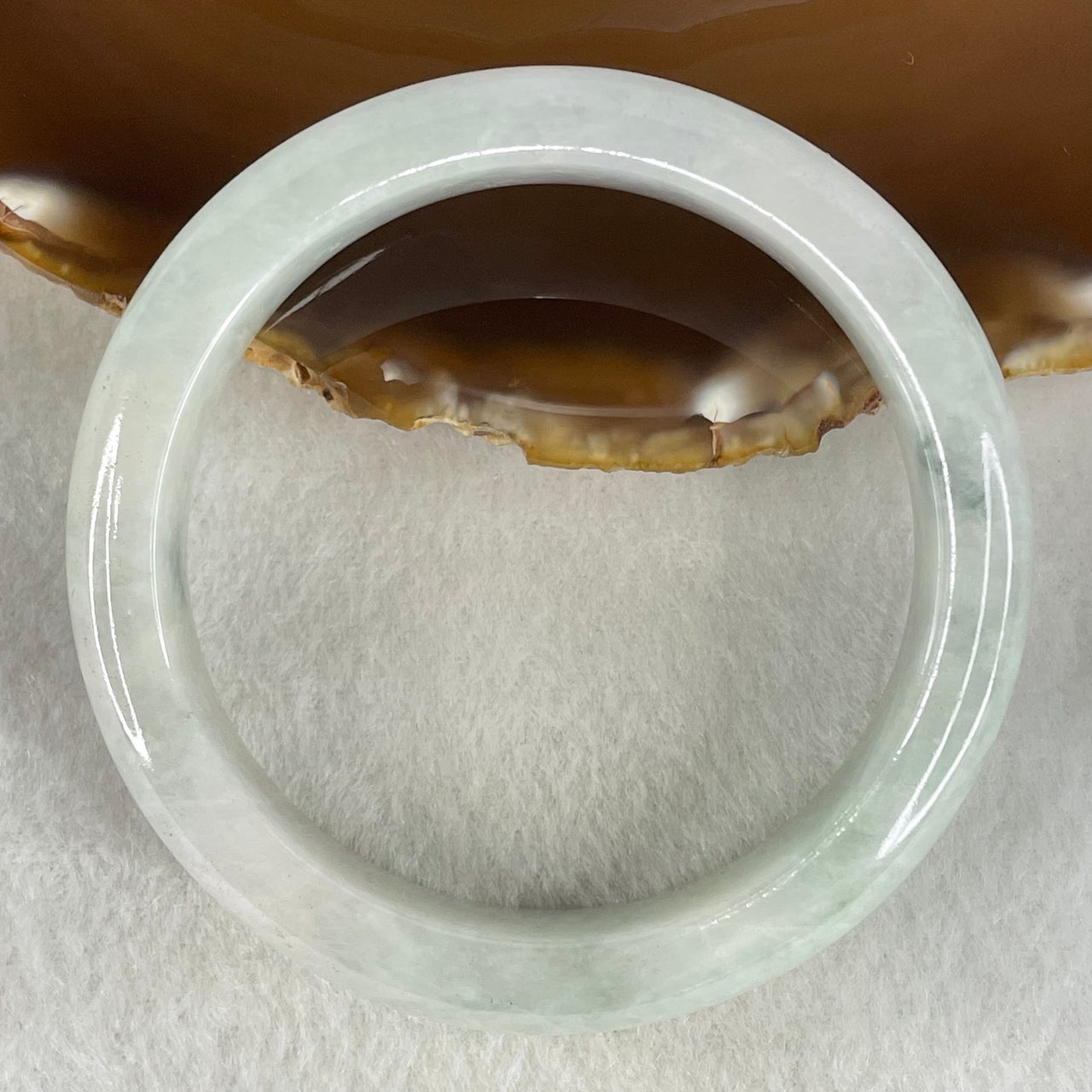 Type A Light Green Light Lavender Jadeite Bangle 65.83g Inner Diameter 57.6mm 13.5 by 9.8mm (Internal Line) - Huangs Jadeite and Jewelry Pte Ltd