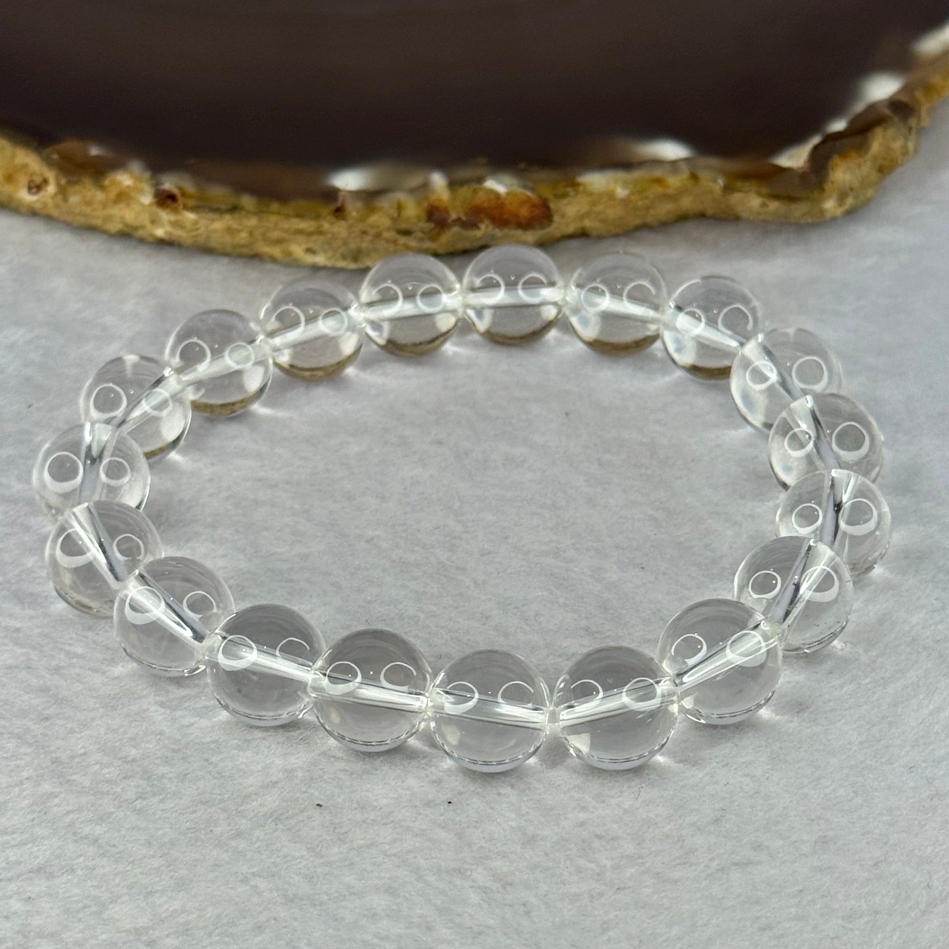Natural Clear Quartz Bracelet 天然白水晶手链 30.80g 17cm 10.6mm 19 Beads - Huangs Jadeite and Jewelry Pte Ltd