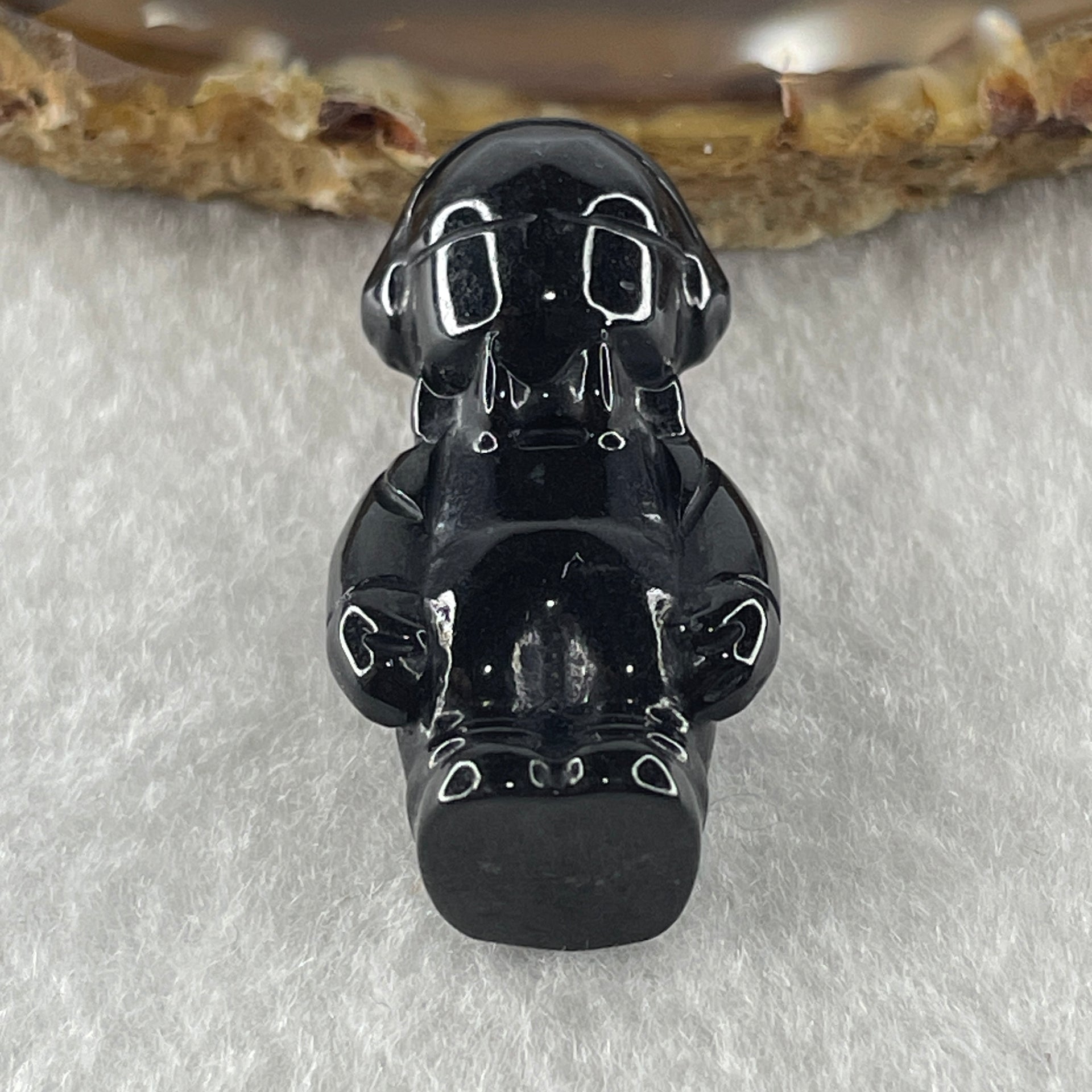 Type A Opaque Black Omphacite Boy Pendant Charm 11.99g 34.6 by 16.8 by 15.7mm - Huangs Jadeite and Jewelry Pte Ltd