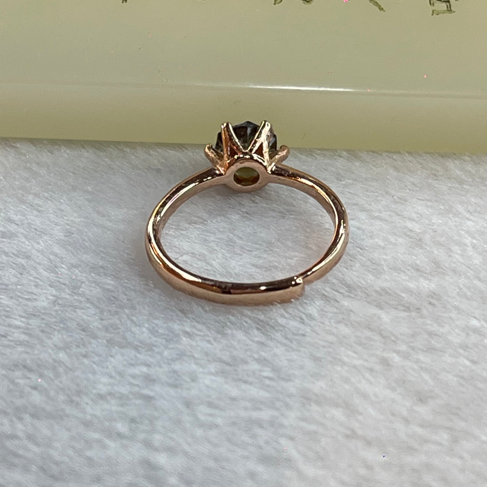 Natural Smoky Quartz In 925 Sliver Rose Gold Colour Ring (Adjustable Size) 1.82g 6.4 by 3.5 by 5.4mm - Huangs Jadeite and Jewelry Pte Ltd