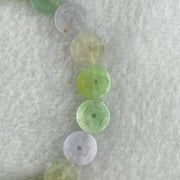 Natural Type A Light Green Light Lavender with Yellow Jadeite Ancient Coin Shape Beads Bracelet 11.58g 16cm 9.1mm 20 Beads - Huangs Jadeite and Jewelry Pte Ltd