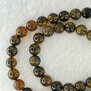 Natural Brownish Yellow Flower Medicine Amber Beads Necklace 26.96g 78cm 7.3mm - Huangs Jadeite and Jewelry Pte Ltd
