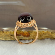 Natural Red Blood Amber in S925 Sliver Rose Gold Color Ring (Adjustable Size) 2.39g 12.8 by 11.4 by 6.5mm - Huangs Jadeite and Jewelry Pte Ltd