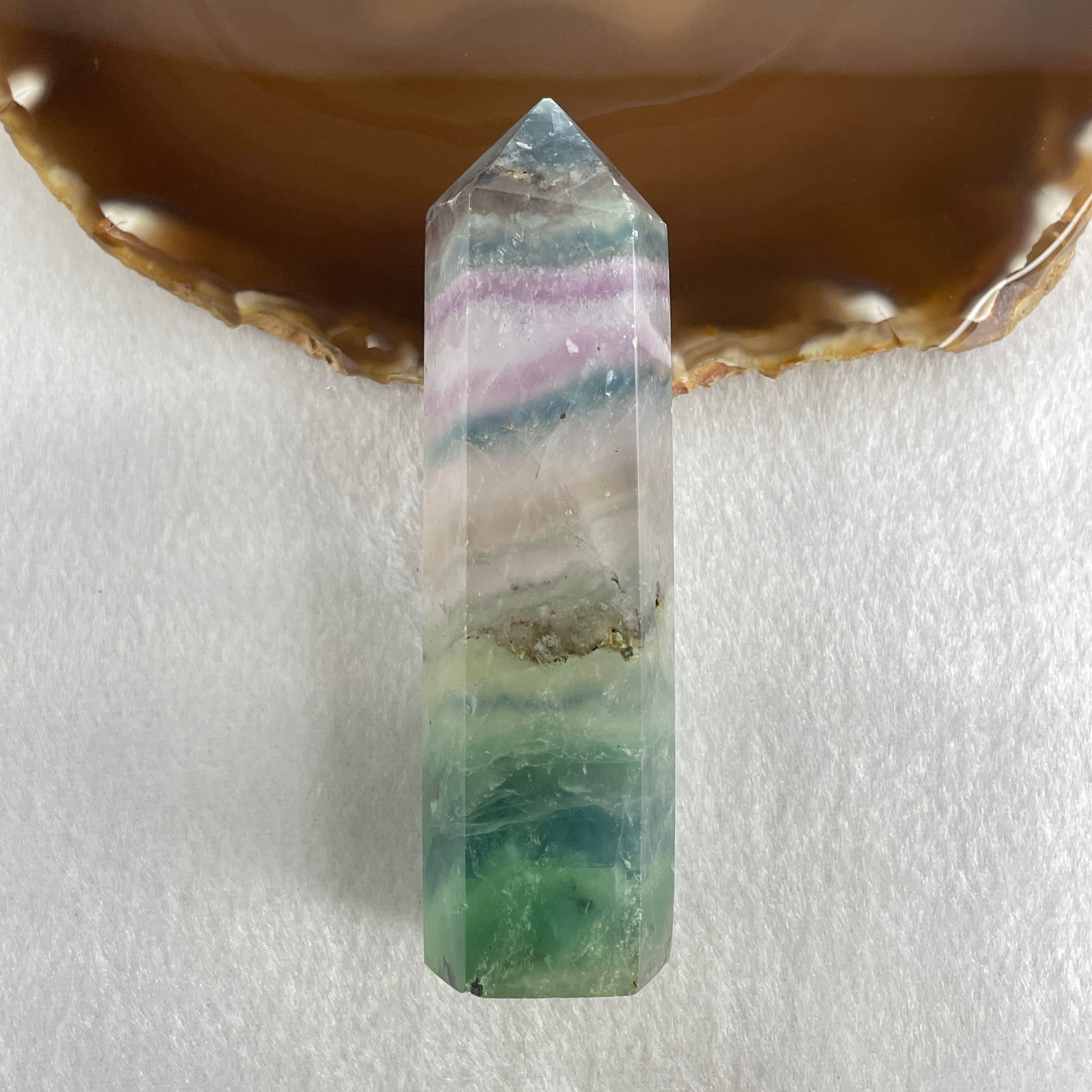 Natural Green and Purple Fluorite Quartz Tower Display 109.09g 91.6 by 31.1 by 26.0mm - Huangs Jadeite and Jewelry Pte Ltd