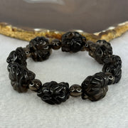 Obsidian 9 Tail Fox 18.2 by 18.0 by 13.3mm 8pcs and 8 Beads 8.3mm Bracelet 40.86g 17cm - Huangs Jadeite and Jewelry Pte Ltd