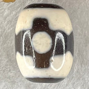 Natural Powerful Tibetan Old Oily Dark Brown With White Agate 3 Eyes Dzi Bead Heavenly Master (Tian Zhu) 三眼天诛 4.73g 17.3 by 13.4mm - Huangs Jadeite and Jewelry Pte Ltd