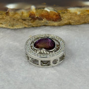 Natural Meteorite Powerful Energy Spinning Purple with Yellow Heart Charm in S925 Silver with Crystals For Necklace / Bracelet 2.89g 15.9 by 6.9mm - Huangs Jadeite and Jewelry Pte Ltd