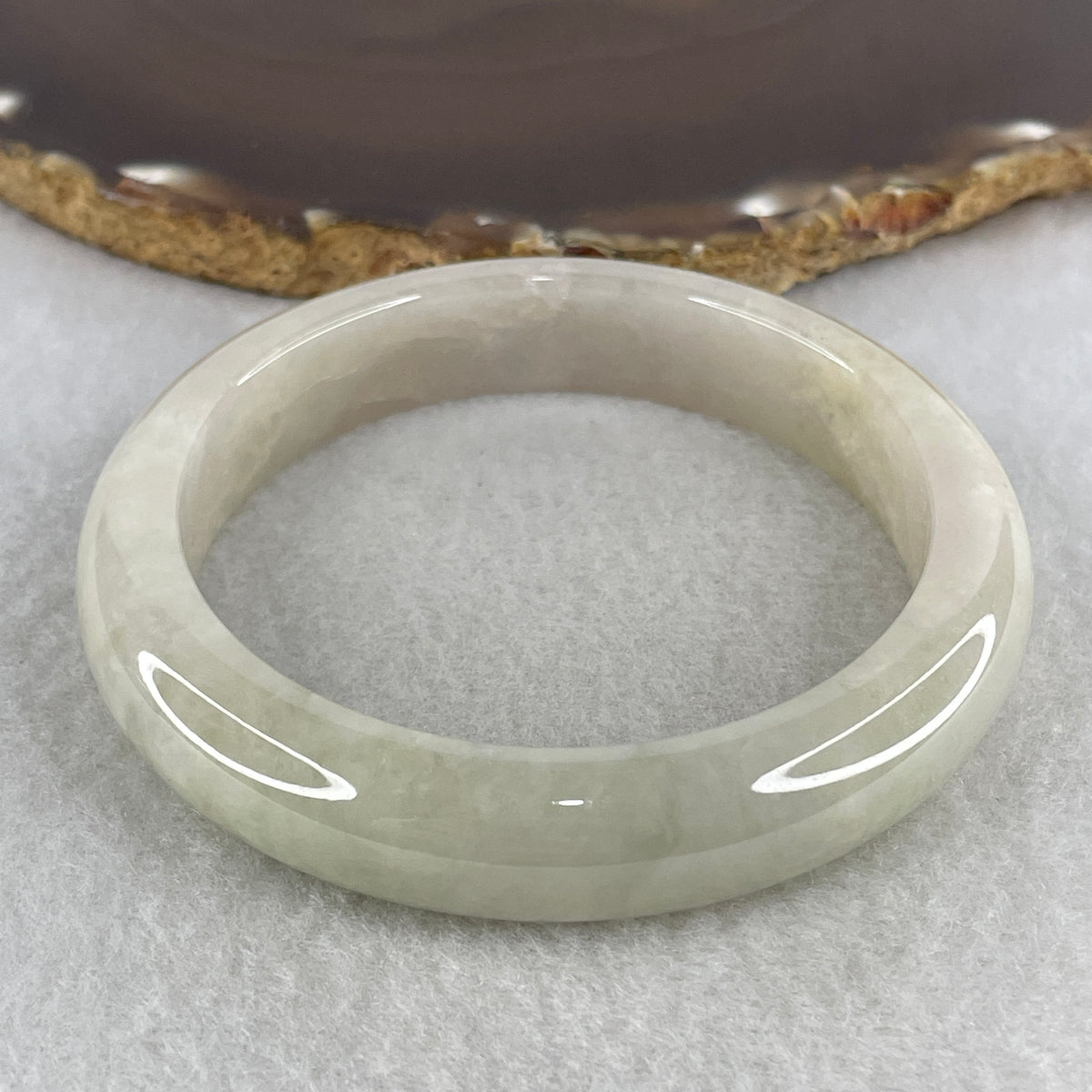 Certified Natural Type A Yellowish Green Jadeite Bangle | 59.3mm Inner Diameter (65.33g 12.9x8.5mm | Very Very Slight Internal Line | Abundance, Joy & Solar-Heart Synergy) - Huangs Jadeite and Jewelry Pte Ltd