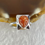 Good Grade Natural Golden Sun Stone in S925 Silver Ring (Adjustable Size) 2.17g 8.9 by 6.9 by 3.5mm - Huangs Jadeite and Jewelry Pte Ltd
