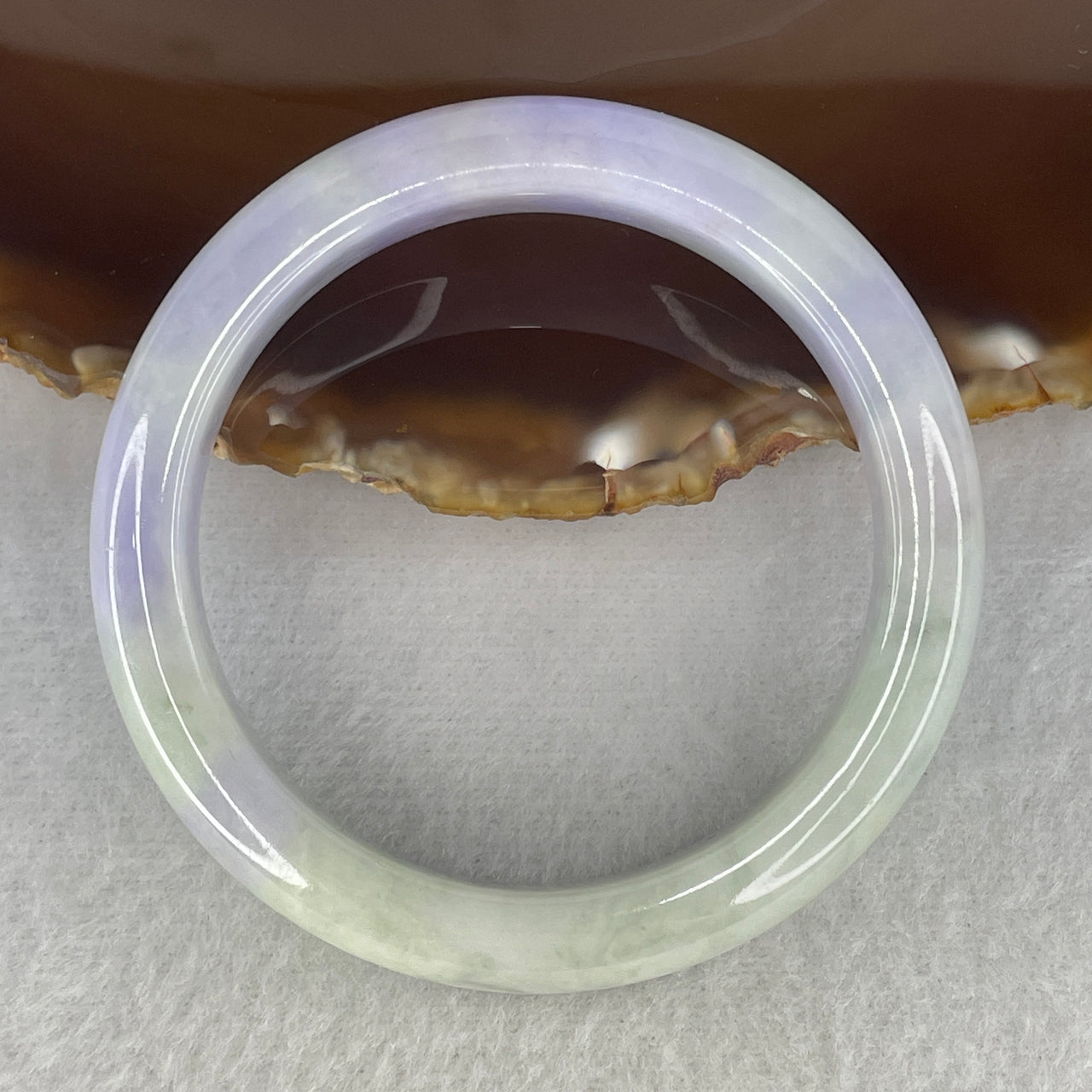 Natural Type A Bright Lavender & Light Green Jadeite Bangle | 52.0mm High-Saturation "Chun Dai Cai" Round Heirloom | Close to Perfect Premium Luxury Wrist Amulet (44.93g 10.6x8.2mm)
