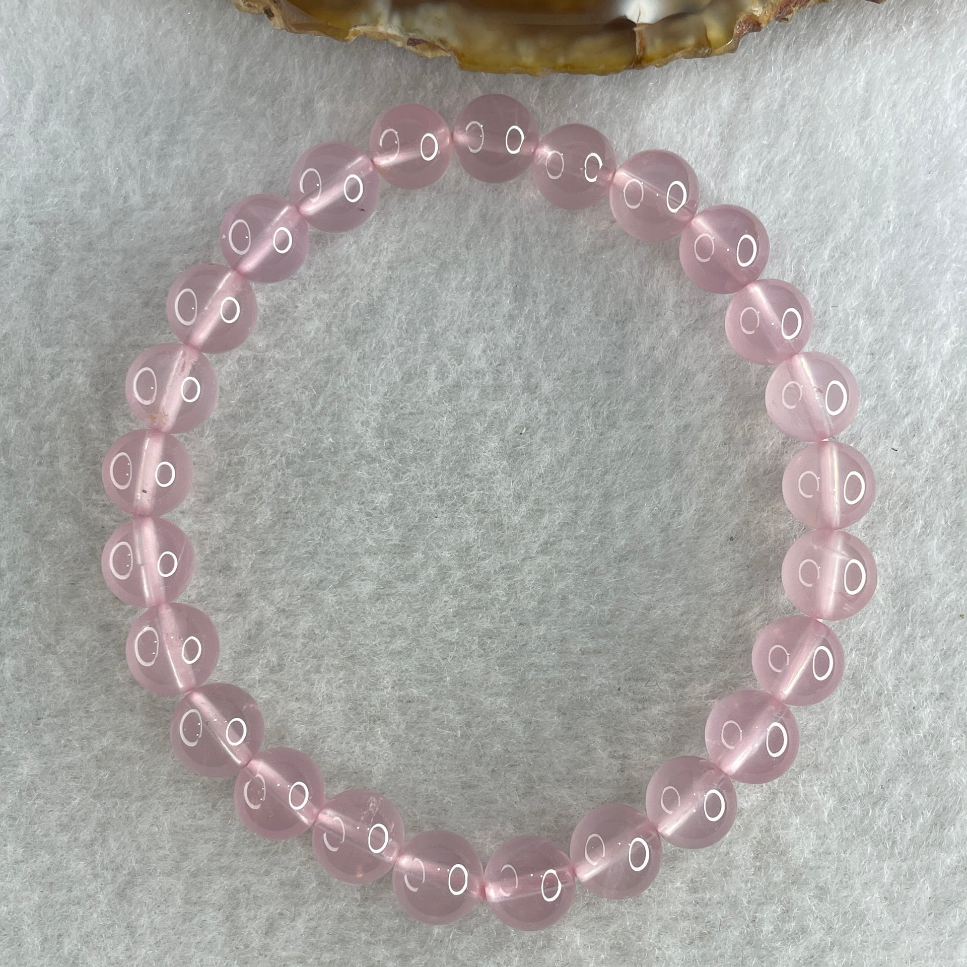 Natural Rose Quartz Beads Bracelet 15.99g 16cm 7.9mm 25 Beads - Huangs Jadeite and Jewelry Pte Ltd