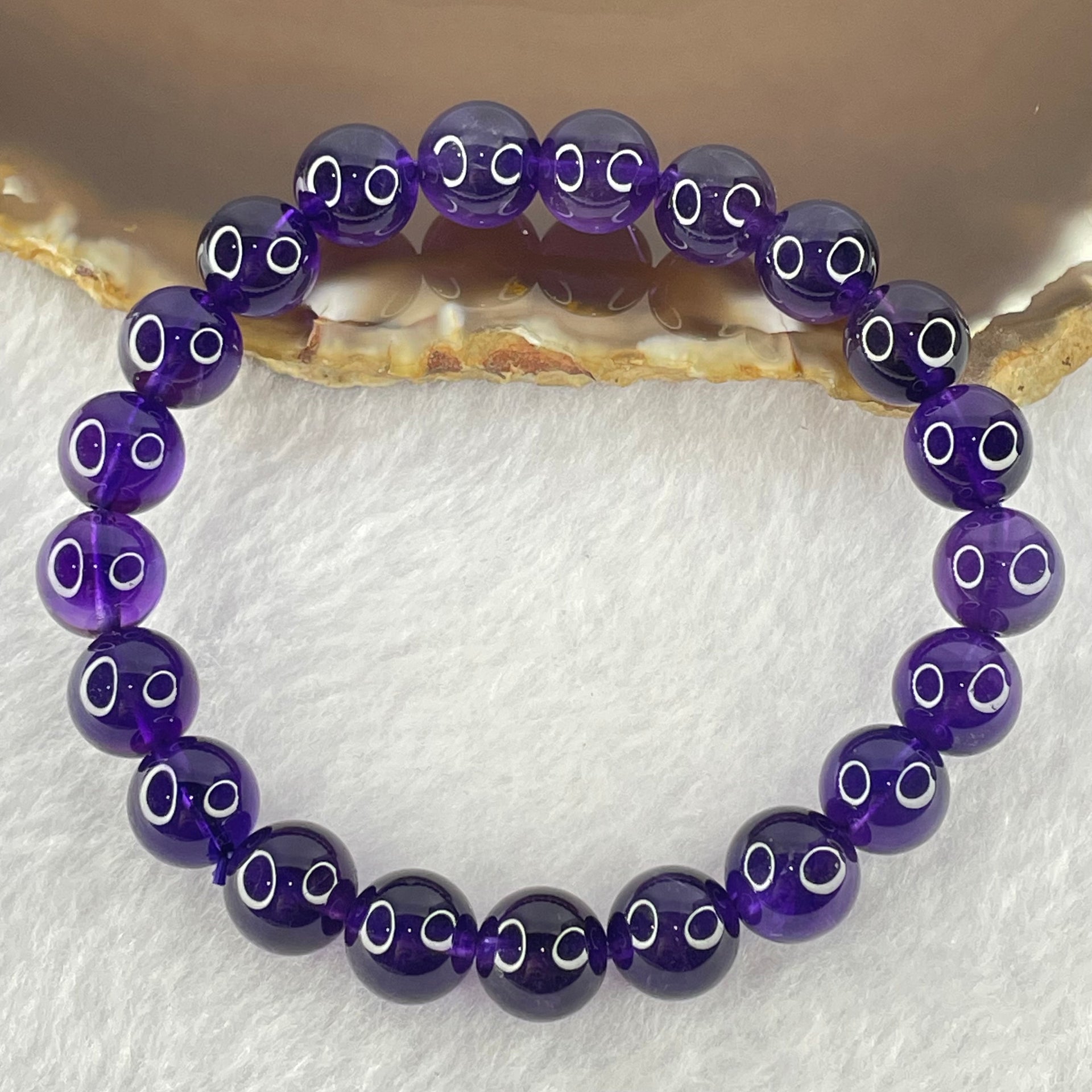 Very Good Grade Natural Amethyst Bracelet 21.52g 15.5cm 9.4mm 21 Beads - Huangs Jadeite and Jewelry Pte Ltd