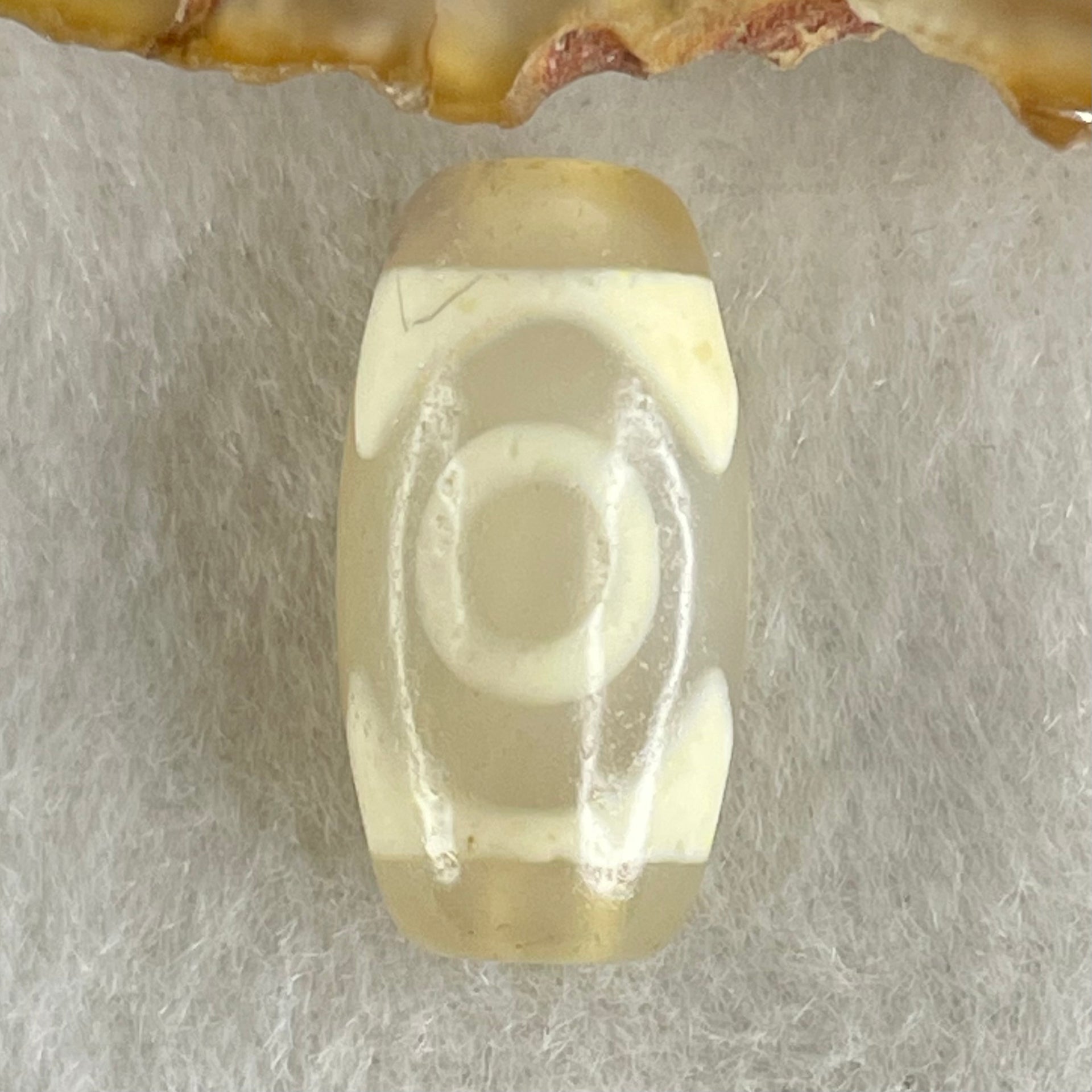 Natural Powerful Tibetan Old Oily Agate 3 Eyes Dzi Bead Heavenly Master (Tian Zhu) 三眼天诛 3.10g 19.9 by 10.4mm - Huangs Jadeite and Jewelry Pte Ltd