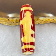 Natural Powerful Tibetan Old Oily Red and Yellowish White Agate Guan Yin Dzi Bead Heavenly Master (Tian Zhu) 观音天诛 8.83g 38.7 by 12.2mm - Huangs Jadeite and Jewelry Pte Ltd