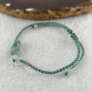 Natural Type A Semi Icy Green with Dark Green Patches Jadeite Fish with Flower on String Bracelet 1.59g 15-18cm 15.6 by 7.9 by 3.5mm - Huangs Jadeite and Jewelry Pte Ltd