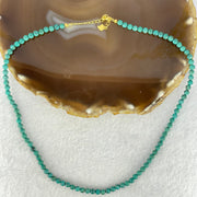 Natural Turquoise Beads S925 Silver Gold Color Necklace 天然绿松石项链 10.48g 40cm 4.5mm 97 Beads - Huangs Jadeite and Jewelry Pte Ltd