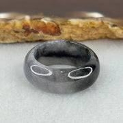 Type A Semi Icy Wuji Grey Black with Lavender Jadeite Thick Ring 5.10g 9.2 by 3.6mm US7.7 HK 17 (Slight Internal Lines) - Huangs Jadeite and Jewelry Pte Ltd