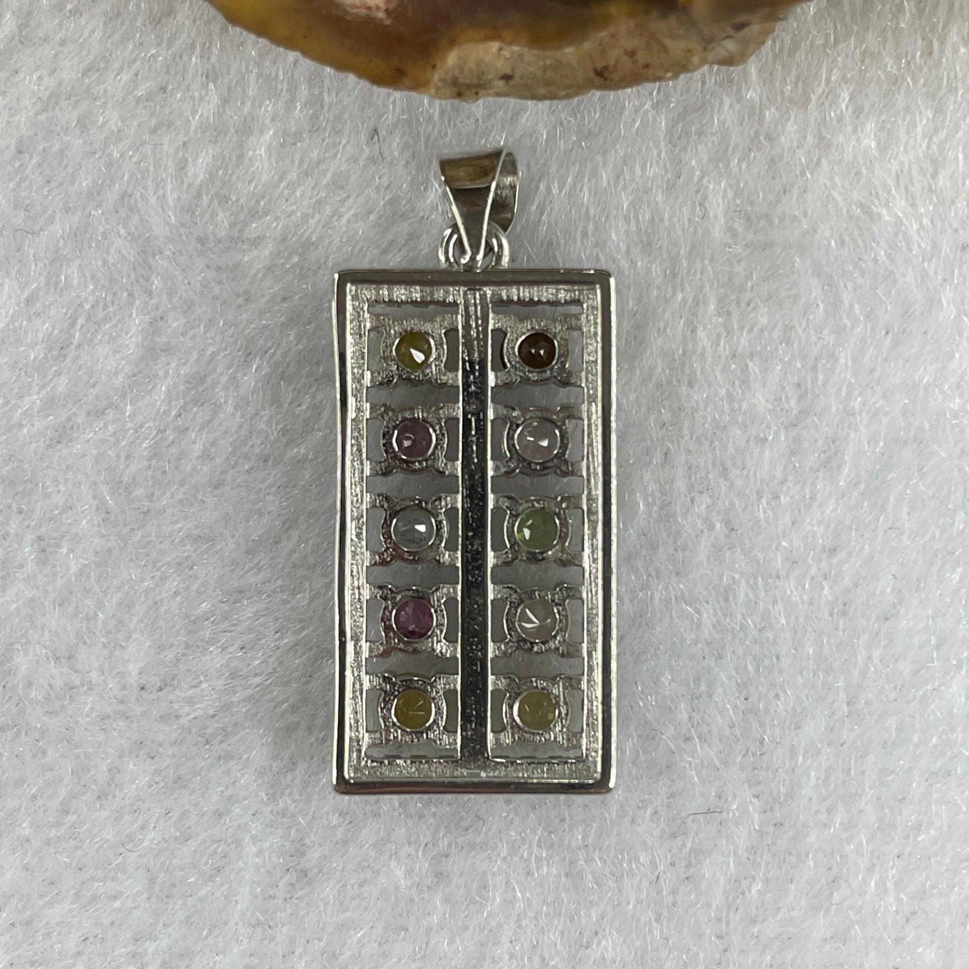 Natural Tourmaline Crystal in S925 Sliver Abacus Pendant 2.34g 3.2 by 2.0mm 10Beads - Huangs Jadeite and Jewelry Pte Ltd