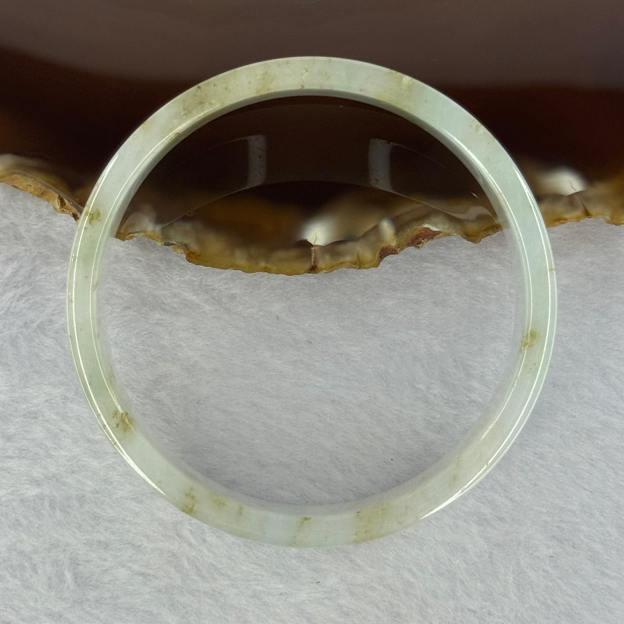 Type A Light Lavender Green and Brown Patches Jadeite Bangle 29.91g Internal Diameter 52.4mm 12.6 by 4.2mm (Very Slight Internal Line) - Huangs Jadeite and Jewelry Pte Ltd