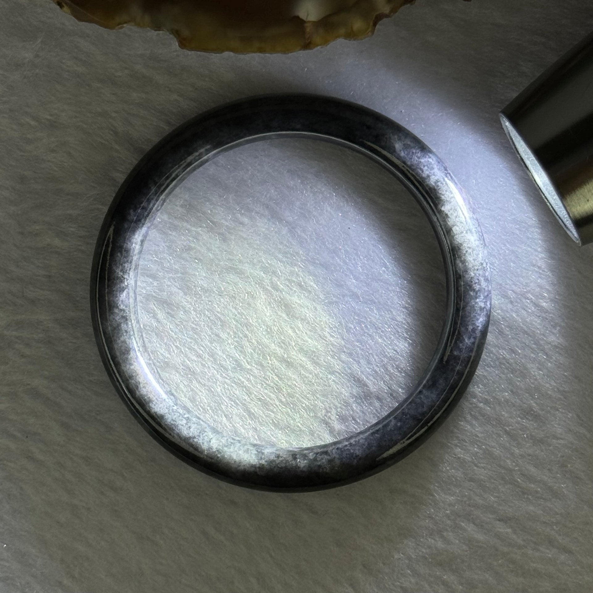 Type A Black Grey Wuji Jadeite Baby Bangle 15.03g Internal Diameter 40.8mm 6.4 by 6.5mm - Huangs Jadeite and Jewelry Pte Ltd