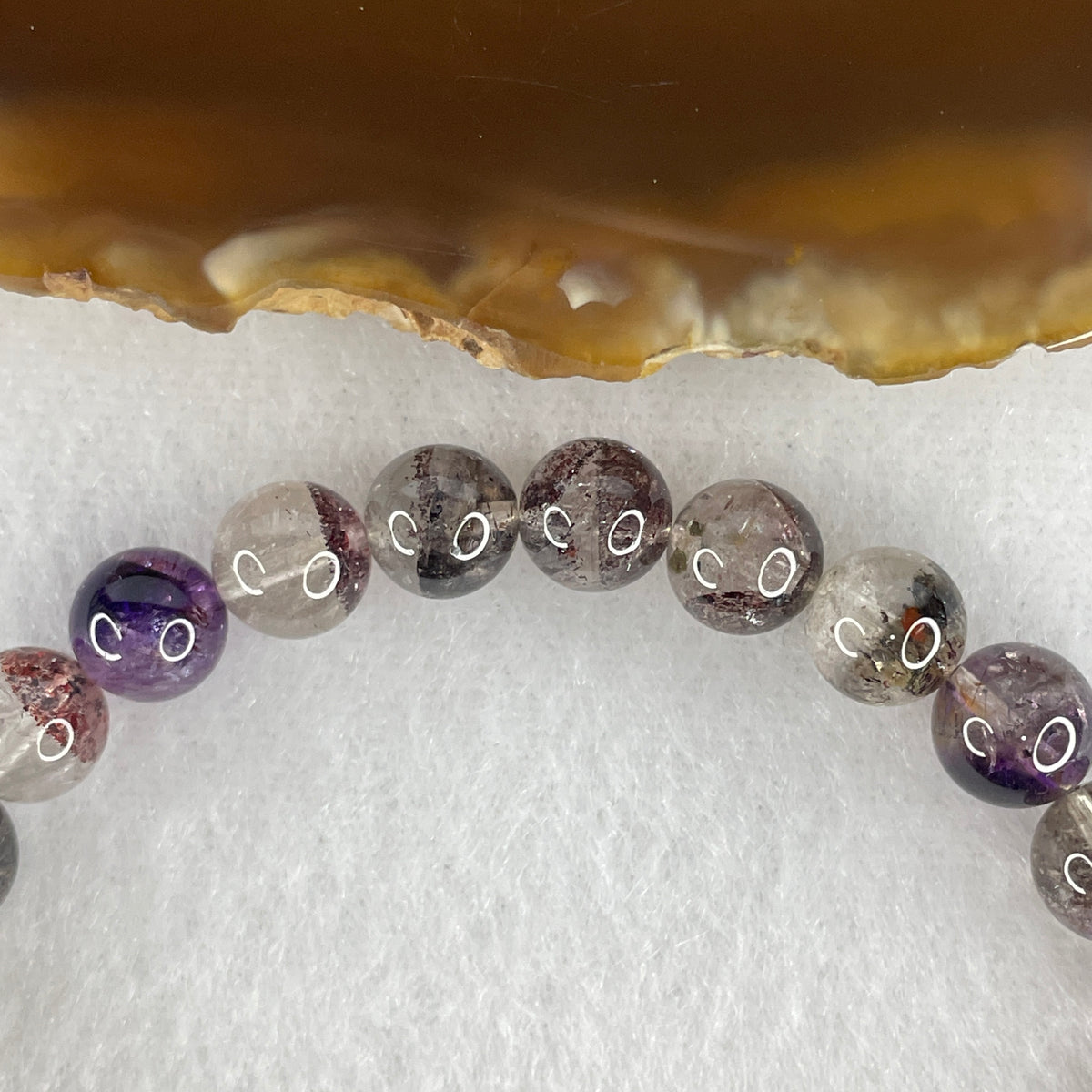 Certified Good Grade Natural Black Super 7 Crystal Beads Bracelet | 16cm Strand of 25 Beads 7.8mm (15.67g | Root Grounding, Manifestation & Aura Shield)