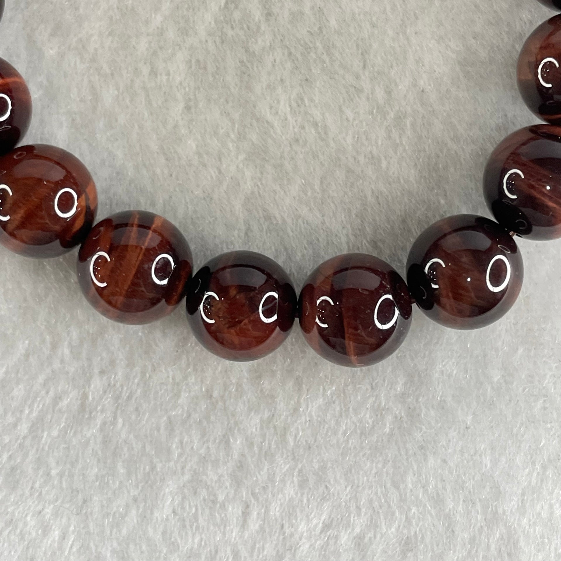 Natural Red Tiger's Eye Quartz Beads Bracelet 28.99g 16cm 10.3mm 19 Beads - Huangs Jadeite and Jewelry Pte Ltd