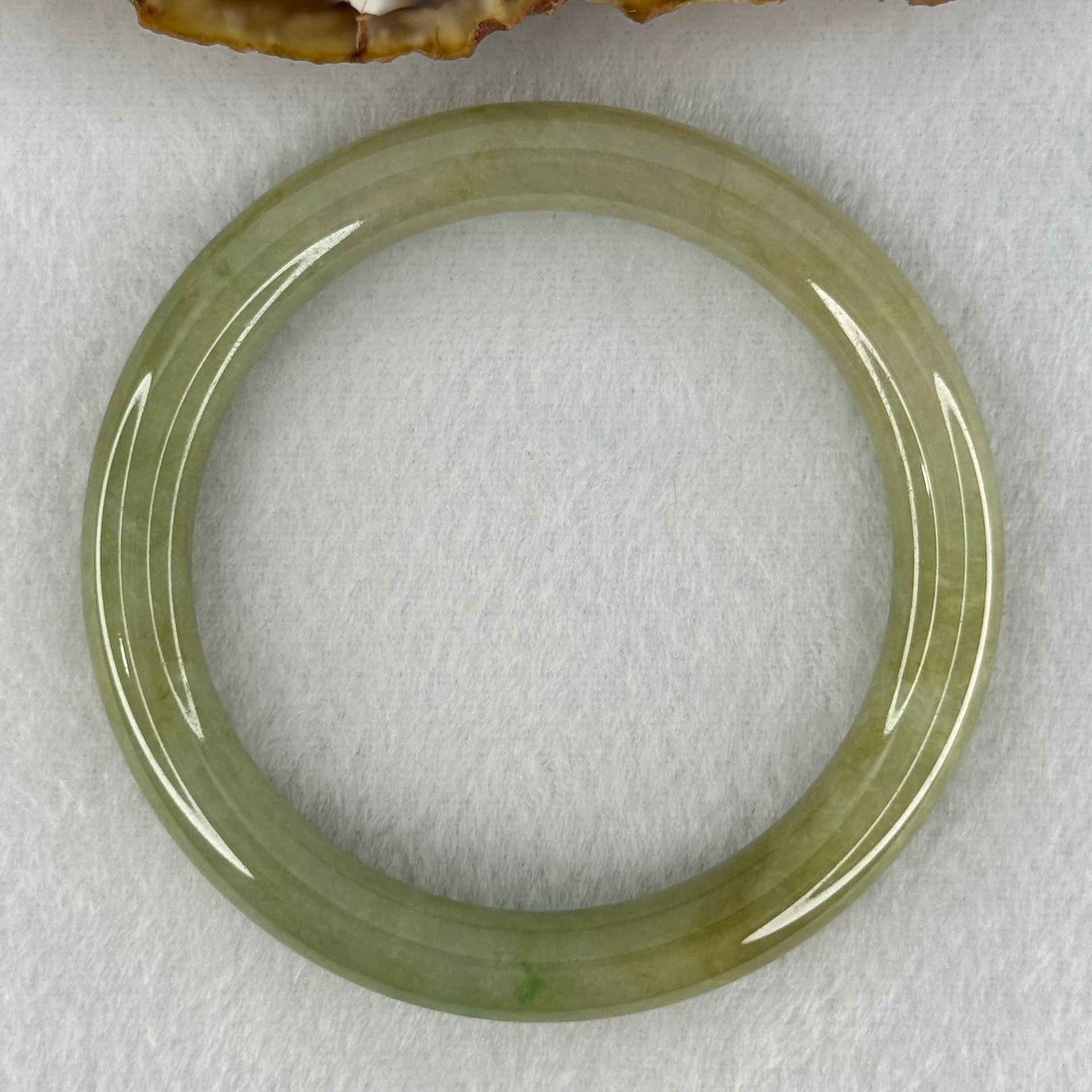 Type A Green with Brown and Emerald Green Patches Jadeite Bangle Internal Diameter 53.5mm 62.07g 9.2 by 8.6mm (Internal Lines) - Huangs Jadeite and Jewelry Pte Ltd