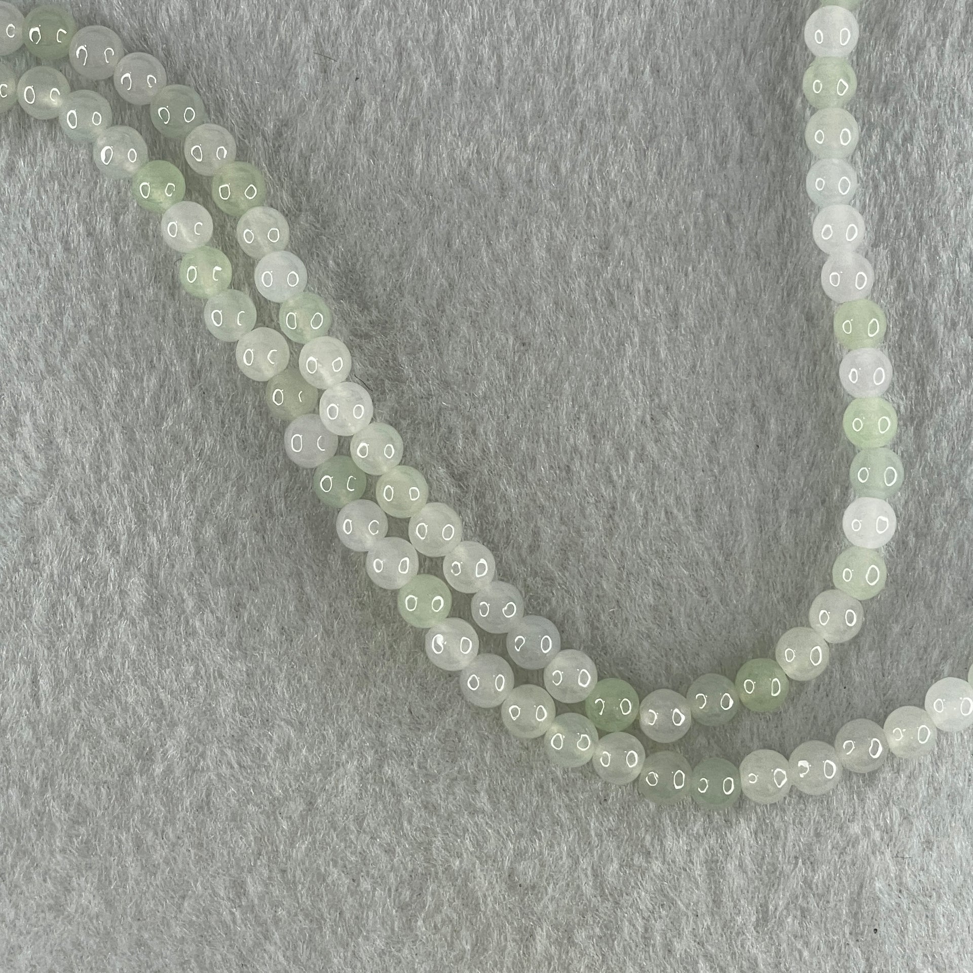 Natural Type A Icy Faint Green to White Jadeite Beads Necklace 26.313g 60cm 5.0mm 126 Beads - Huangs Jadeite and Jewelry Pte Ltd