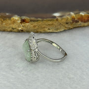 Type A Icy Light Green Jadeite Cabbage with Crystals in S925 Sliver Ring (Adjustable Size) 2.27g 12.7 by 6.8 by 2.5mm - Huangs Jadeite and Jewelry Pte Ltd