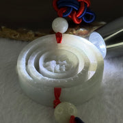 Type A Green Jadeite 3 Tiers Movable Ping An Kou Donut Display 54.49g 55.3 by 13.0mm - Huangs Jadeite and Jewelry Pte Ltd