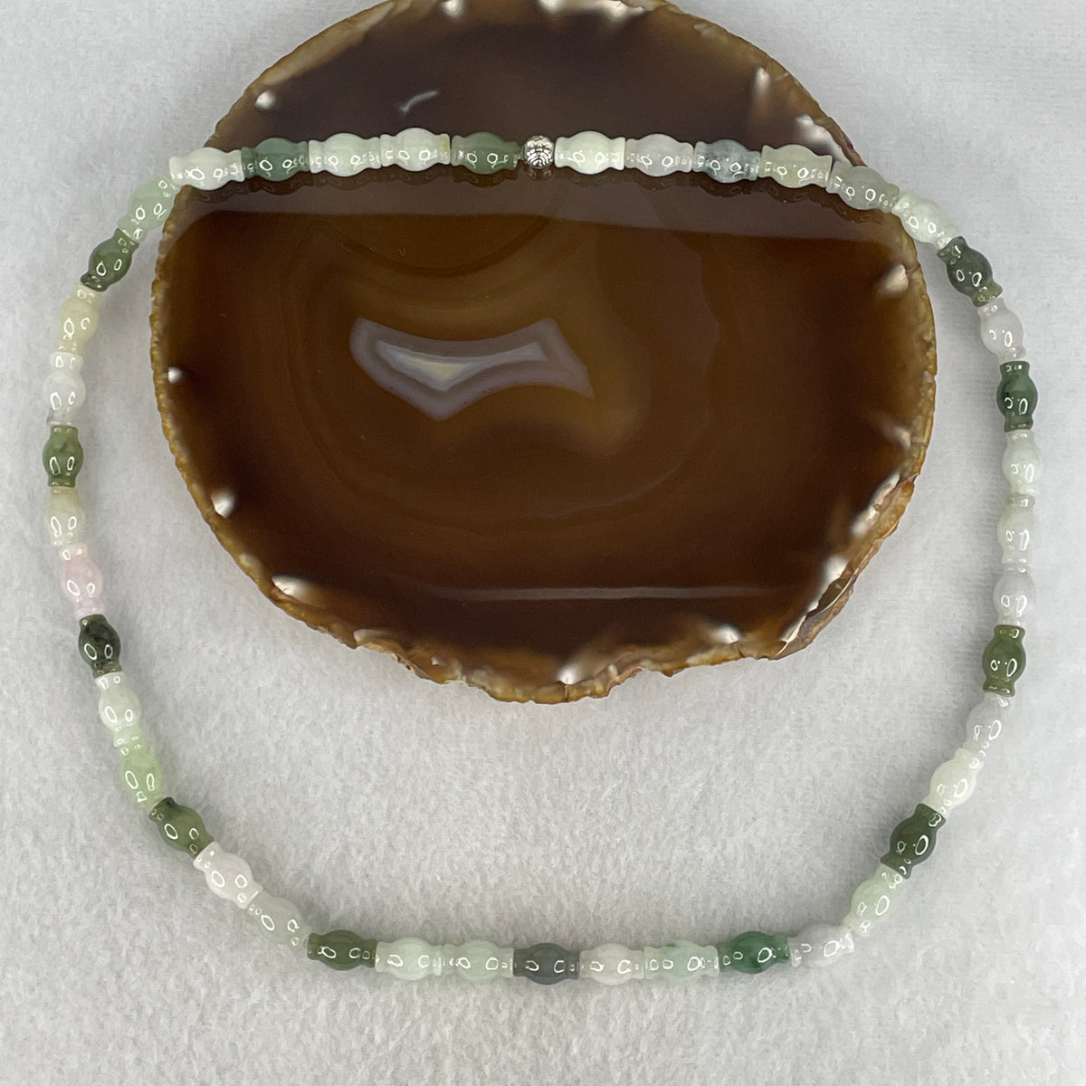 Natural Type A Light Green, Blueish Green & Lavender Jadeite Bamboo Beads Necklace | 56cm Strand of 43 Bamboo-Joint Beads 8.5mm (67.98g | Heart, Throat & Crown Chakra Harmony, Rising Success & Abundance Shield)