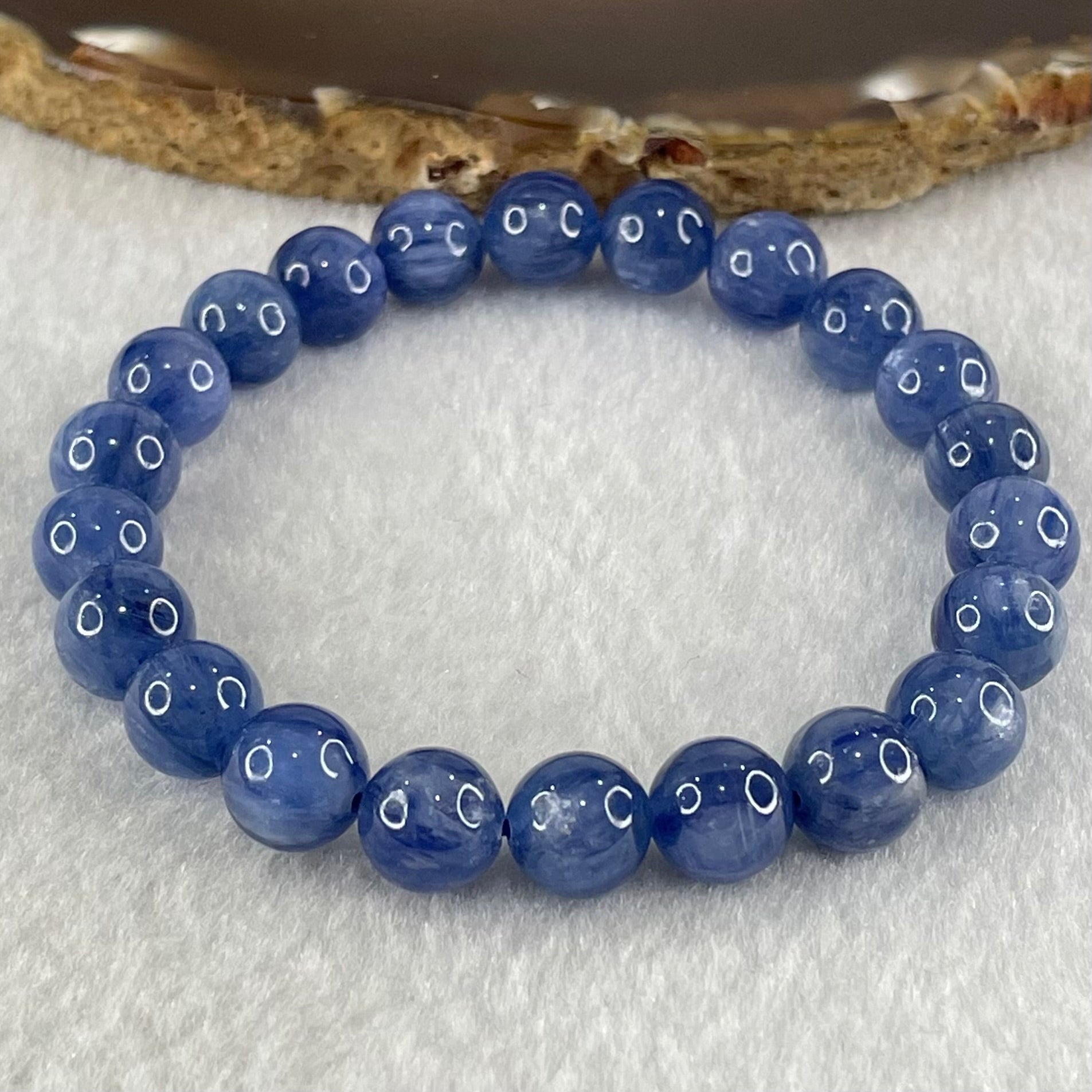 Natural Blue Kyanite Beads Bracelet 25.96g 15.5cm 8.9mm 22 Beads - Huangs Jadeite and Jewelry Pte Ltd