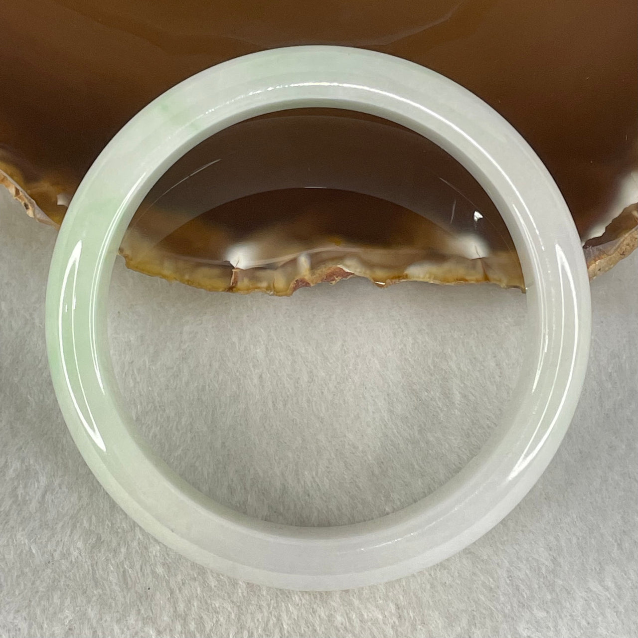 Type A Light Green Faint Lavender Jadeite Bangle 58.75g Inner Diameter 58.3mm 13.4 by 8.4mm (Slight Internal Line) - Huangs Jadeite and Jewelry Pte Ltd