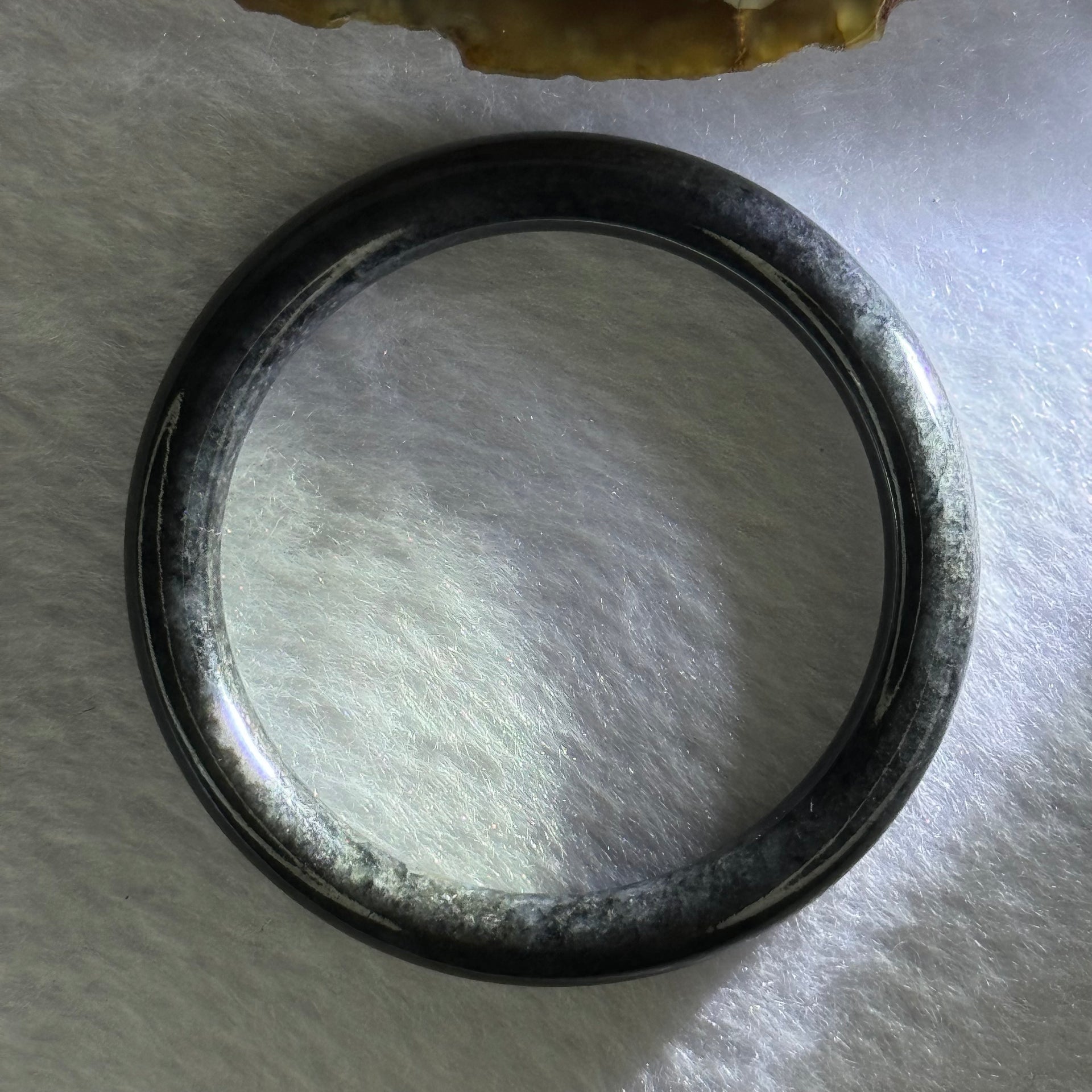 Type A Black Grey Wuji Jadeite Baby Bangle 14.30g Internal Diameter 40.7mm 6.3 by 6.4mm - Huangs Jadeite and Jewelry Pte Ltd