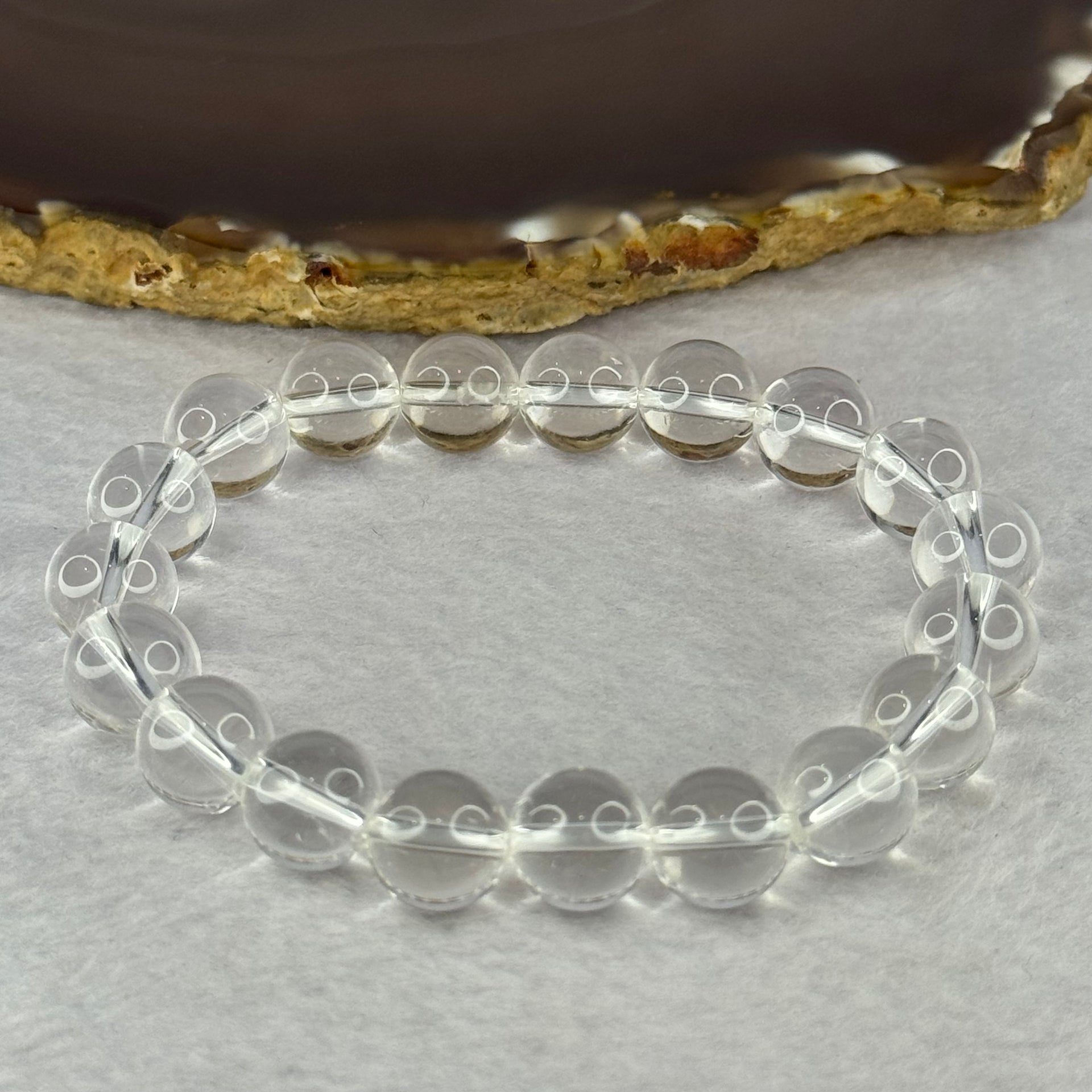 Natural Clear Quartz Bracelet 天然白水晶手链 30.51g 17cm 10.6mm 19 Beads - Huangs Jadeite and Jewelry Pte Ltd