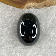 Type A Translucent Black Omphacite Jadeite Round Cabouchon Stone For Setting 1.23g 12.2 by 8.7 by 5.6mm - Huangs Jadeite and Jewelry Pte Ltd