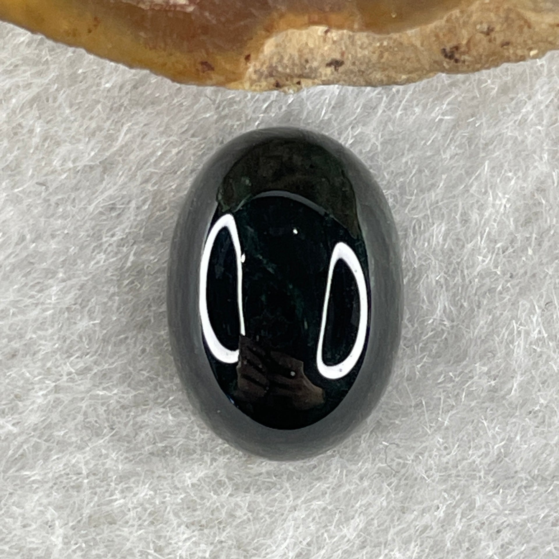 Type A Translucent Black Omphacite Jadeite Round Cabouchon Stone For Setting 1.23g 12.2 by 8.7 by 5.6mm - Huangs Jadeite and Jewelry Pte Ltd