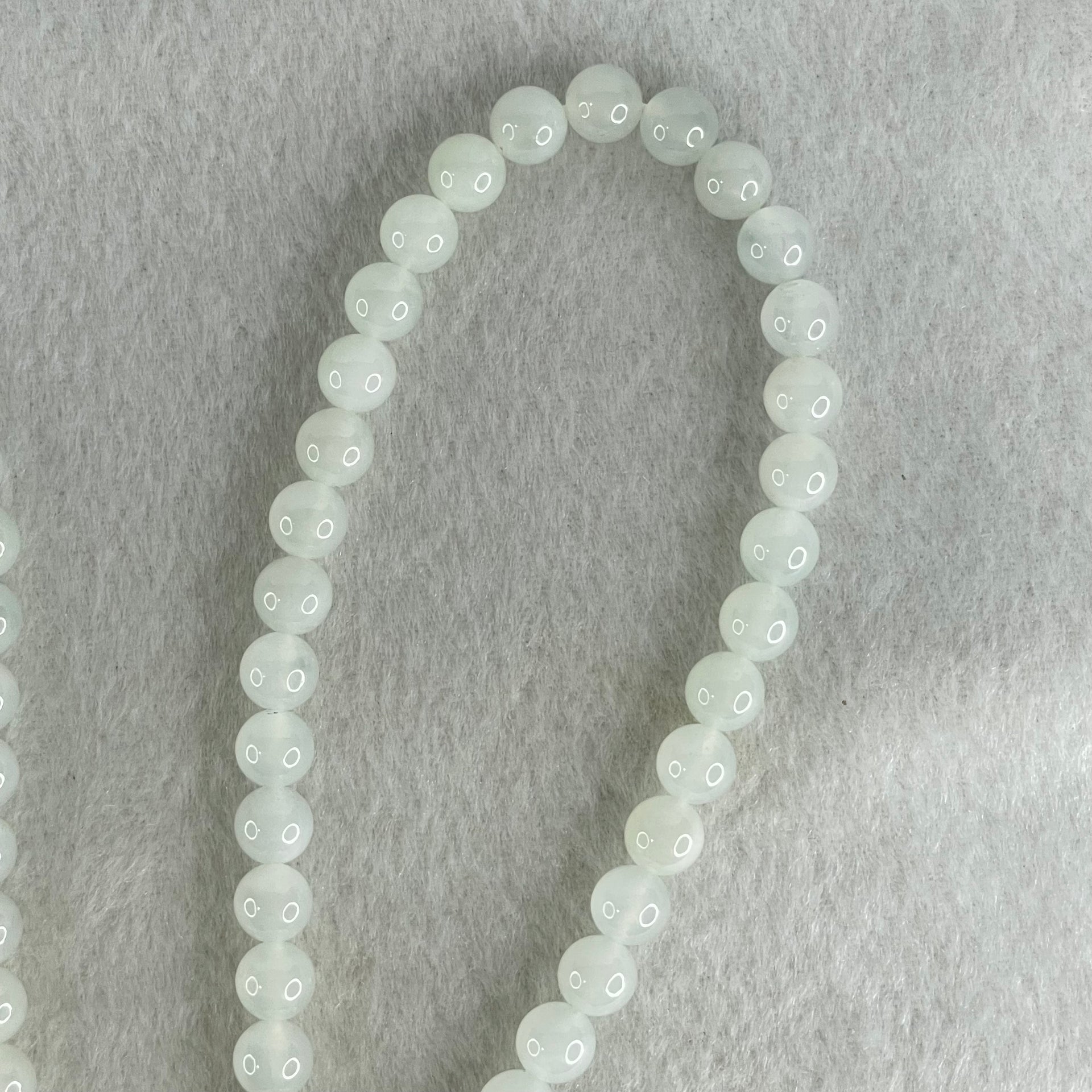 Type A White to Faint Blue Jadeite Beads Necklace 60.70g 66cm 7.1mm 98 Beads - Huangs Jadeite and Jewelry Pte Ltd
