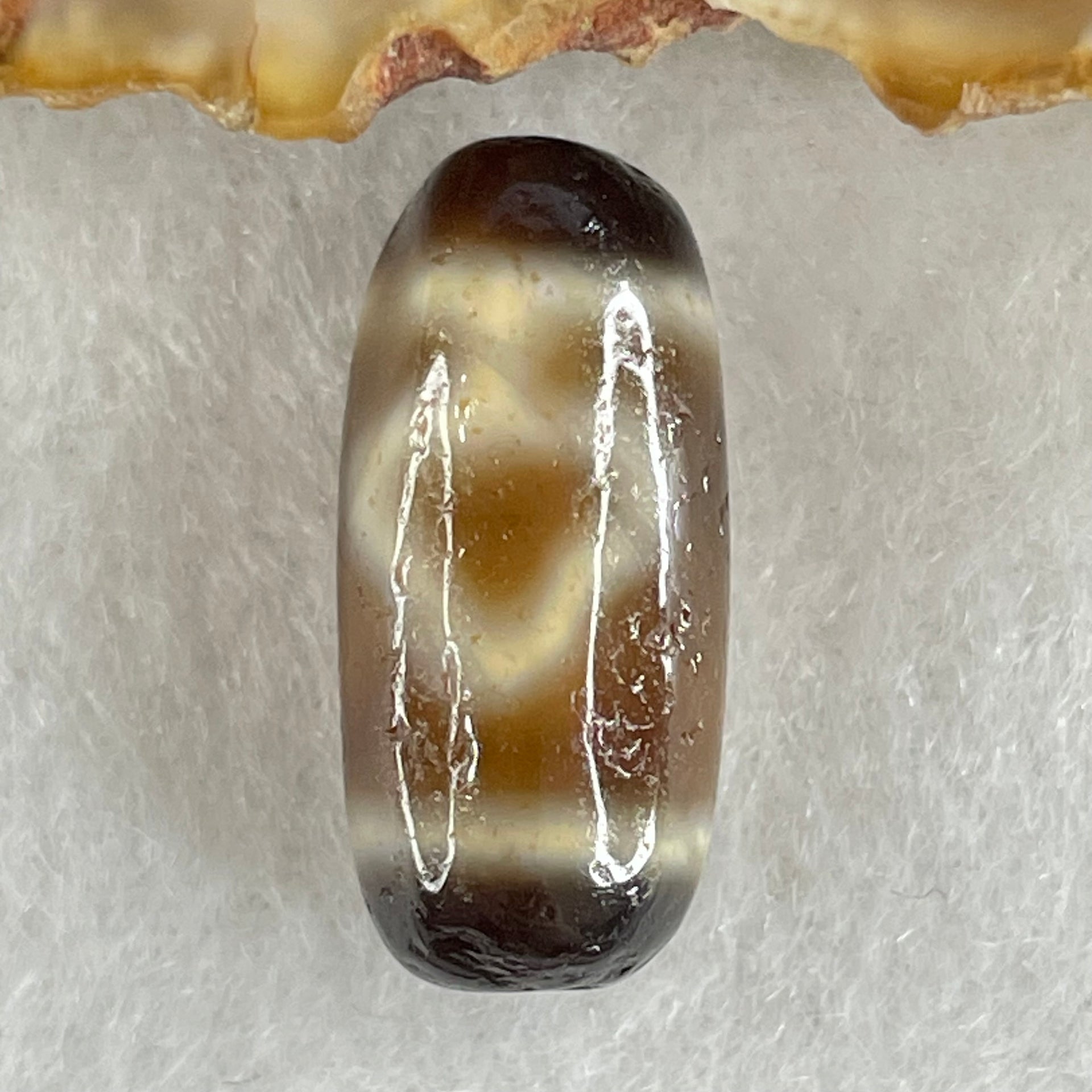 Natural Powerful Tibetan Old Oily Agate Double Bodhi Tree Bead Heavenly Master (Tian Zhu) 2.79g 20.0 by 9.4mm - Huangs Jadeite and Jewelry Pte Ltd