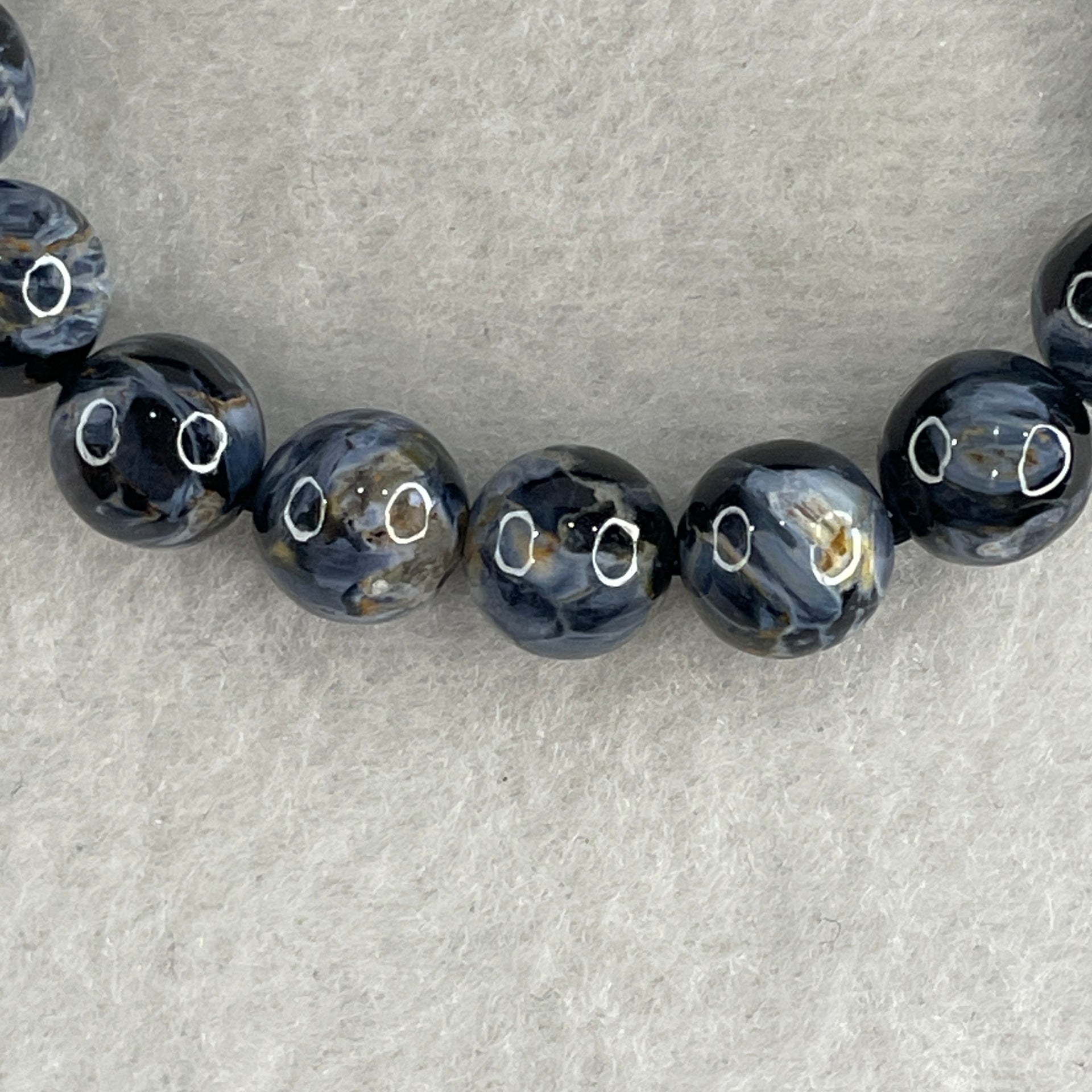 Certified Very Good Grade Natural Blue Pietersite Beads Bracelet 20.799g 15.5cm 9.3mm 21Beads - Huangs Jadeite and Jewelry Pte Ltd