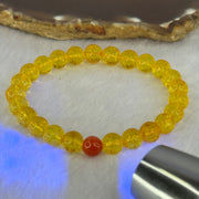 Natural Golden Yellow Amber Beads Turtle Shell Bracelet 6.87g 16cm 7.8mm 24 Beads - Huangs Jadeite and Jewelry Pte Ltd