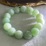 Type A Light Green Jadeite Beads Bracelet 67.56g 16cm 13.9mm 15 Beads (Slight Internal Lines) - Huangs Jadeite and Jewelry Pte Ltd