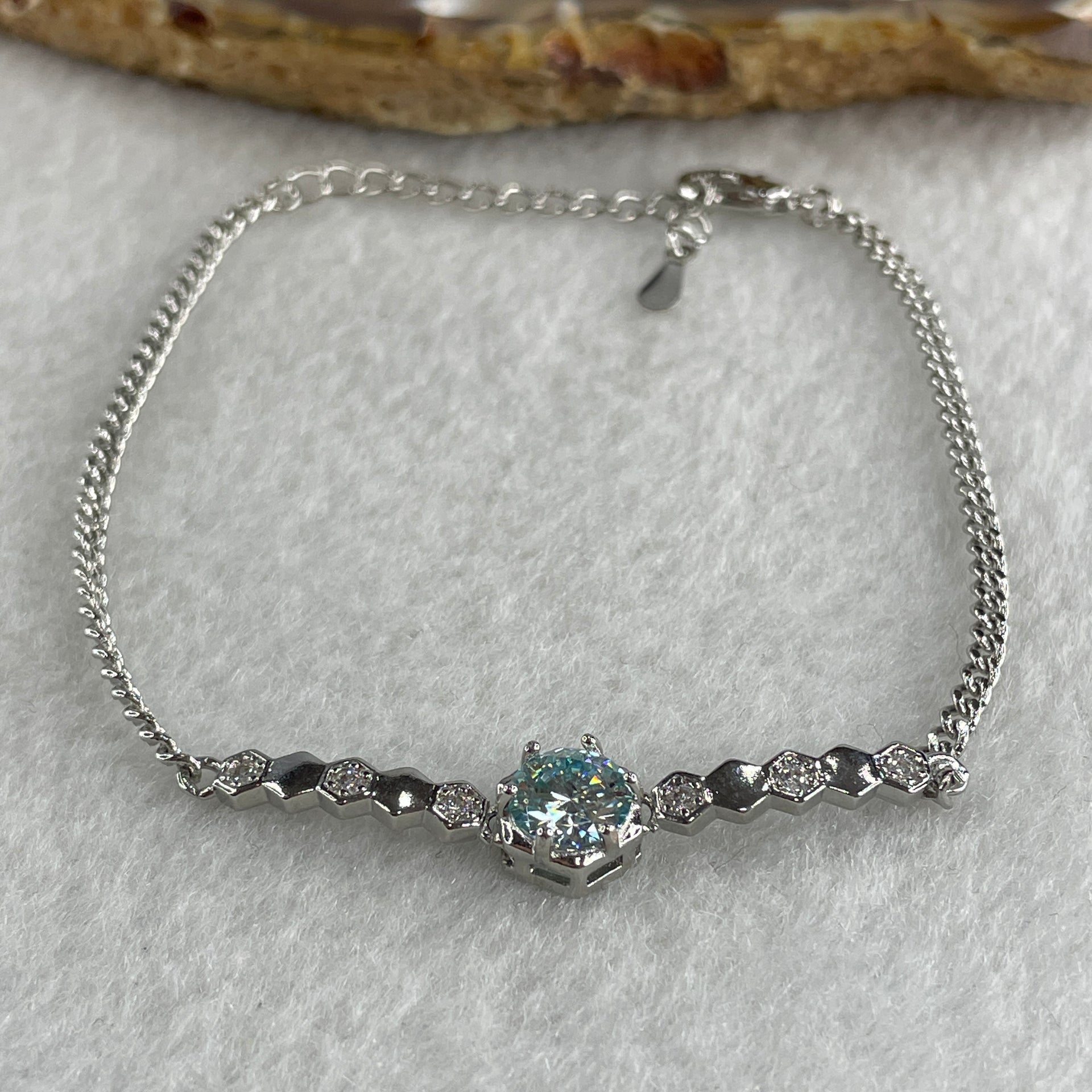 Certified Moissanites Bracelet in S925 Sliver 3.10g 7.0 by 2.5mm - Huangs Jadeite and Jewelry Pte Ltd