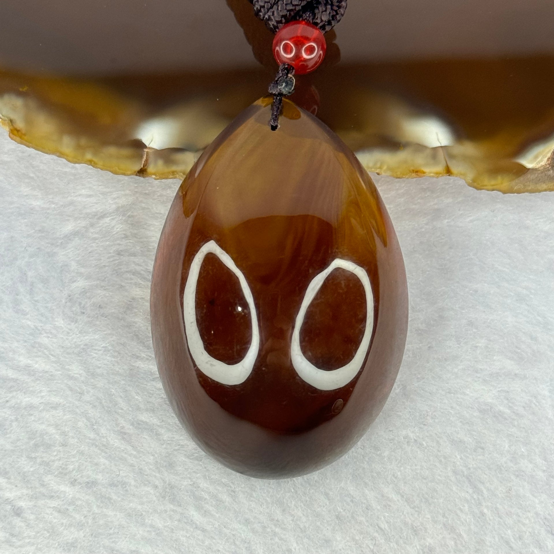 Natural Cognac with Red Amber Teardrop Shape Pendent 14.81g 44.9 by 30.5 by 19.0mm - Huangs Jadeite and Jewelry Pte Ltd
