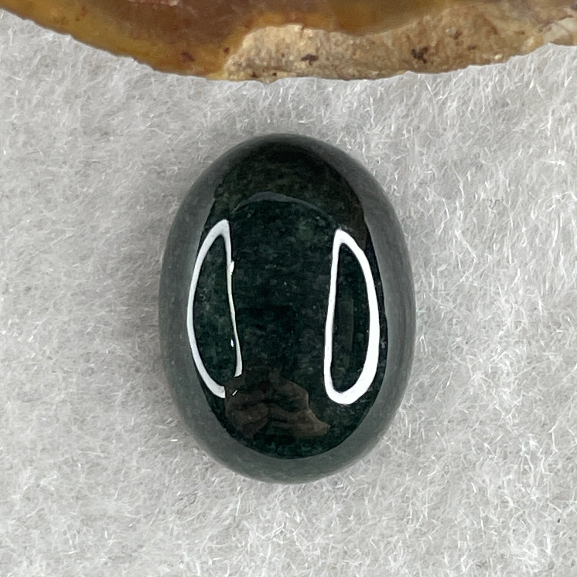Type A Translucent Black Omphacite Jadeite Round Cabouchon Stone For Setting 1.33g 13.6 by 10.0 by 4.8mm - Huangs Jadeite and Jewelry Pte Ltd