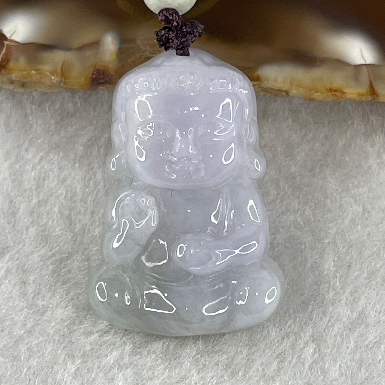 Type A Light Lavender with Light Green Jadeite Baby Buddha Pendant 10.02g 27.4 by 19.2 by 8.0mm - Huangs Jadeite and Jewelry Pte Ltd