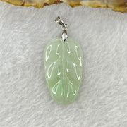 Type A Light Green Jadeite Leaf Pendant with S925 Sliver Clasps 4.31g 30.4 by 17.7 by 4.0mm - Huangs Jadeite and Jewelry Pte Ltd